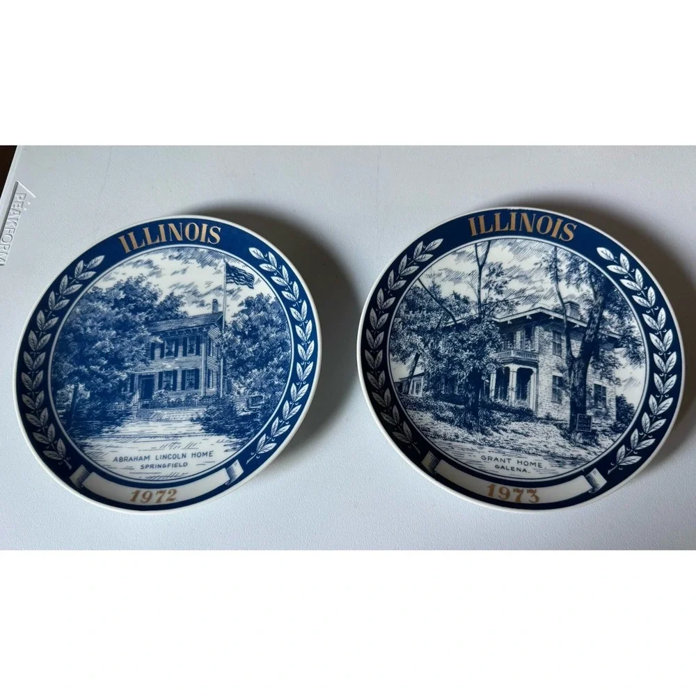 Vintage 1972-73 Illinois Lincoln/ Grant Home Collector Plate Set Decor Danmark